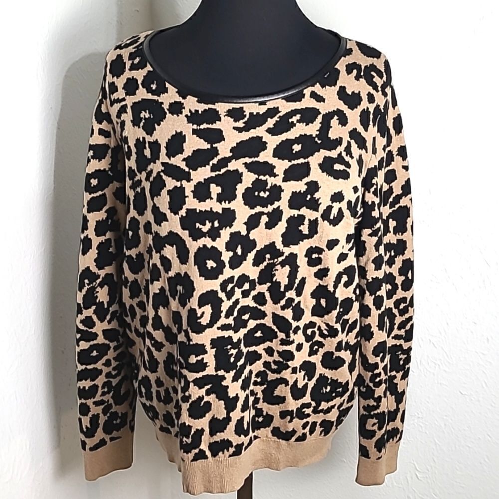 Jaclyn Smith Pullover Animal Print Sweater, Size XL